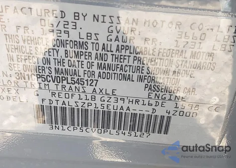 2025 Nissan Altima Sv Fwd from USA, damaged, VIN 1N4BL4DV8SN380942